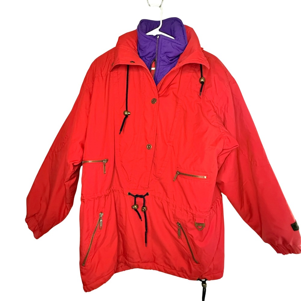 Vintage 90s Jupa Sports Ski Jacket Womens 10 Canada Olympic Red Purple Retro
